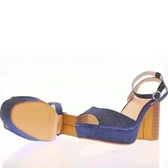 NIB Truffle Collection Women's Blue Billie Jean Platform 2 Part Sandal Sz 6.5 US - Picture 4 of 6